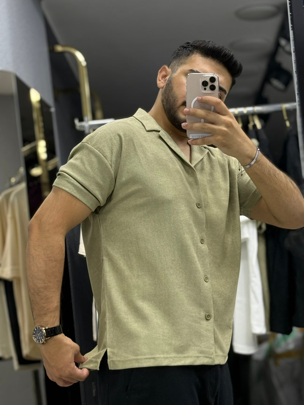 Erkek Kısa Kollu Düz Kesim Düğmeli Gömlek