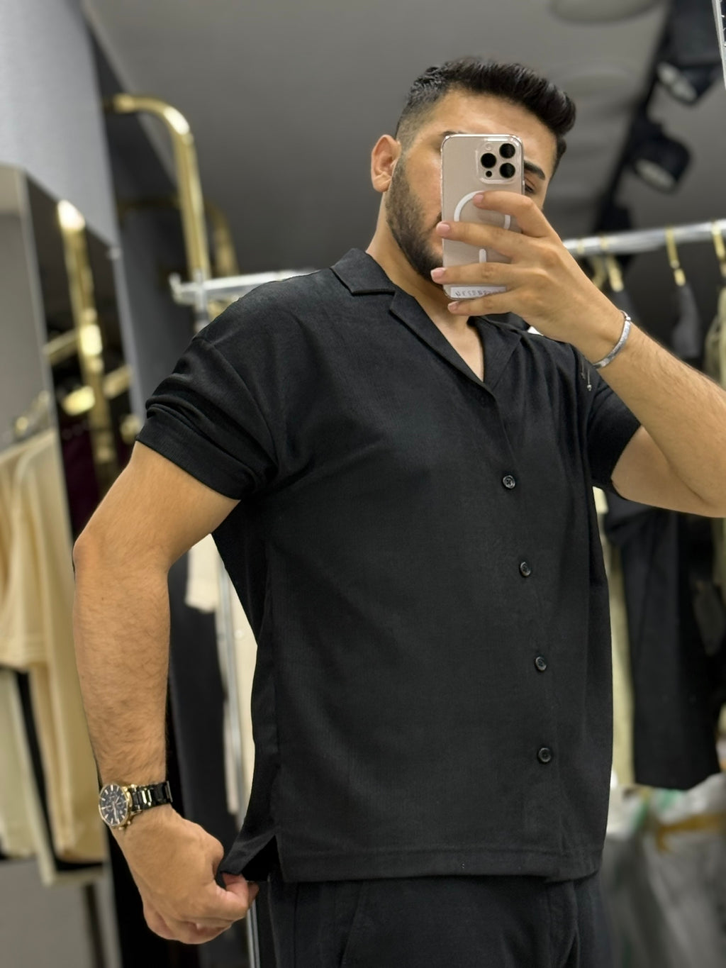 Erkek Kısa Kollu Düz Kesim Düğmeli Gömlek