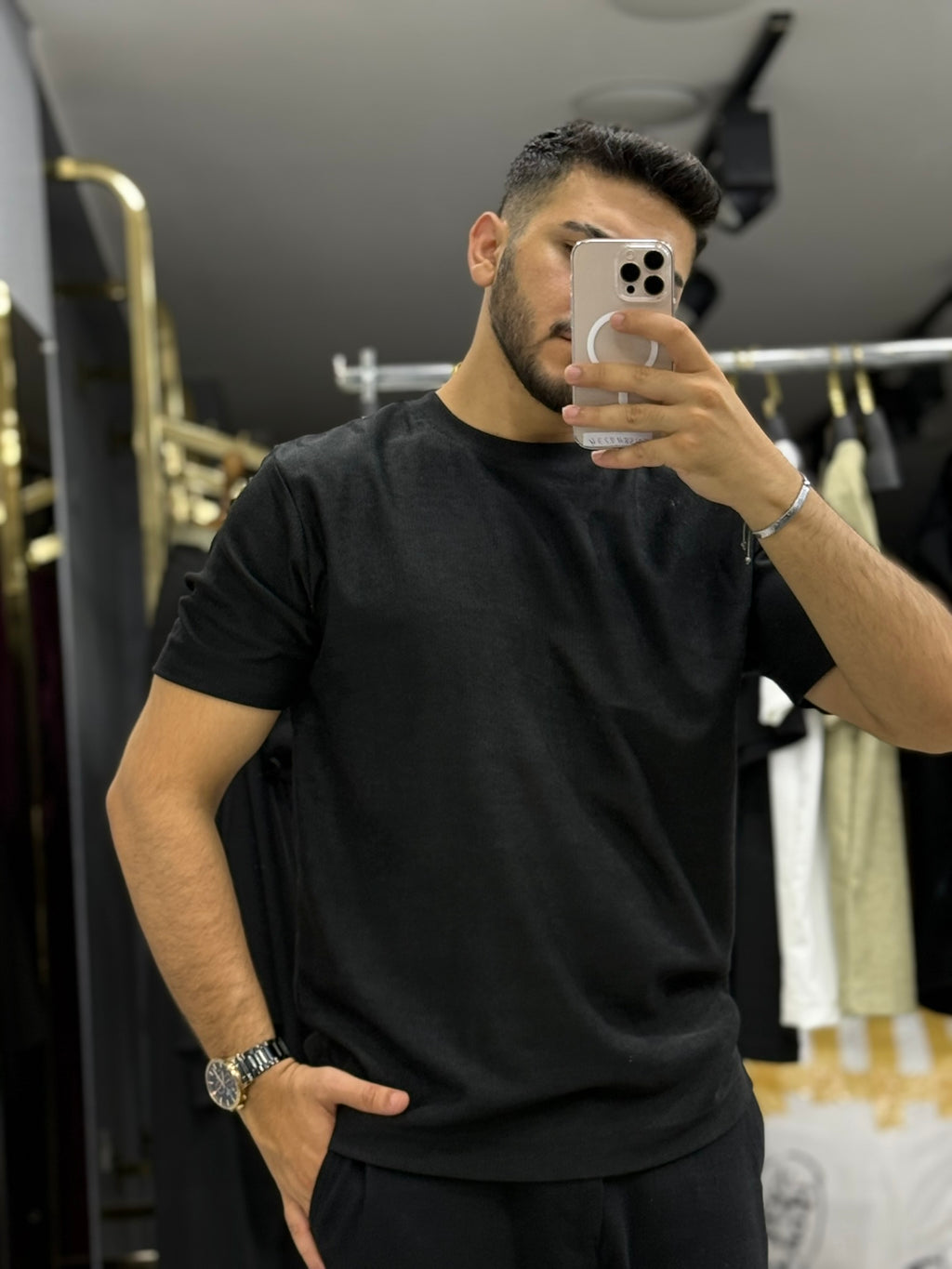 Erkek Basic Dokulu Kısa Kollu Tişört