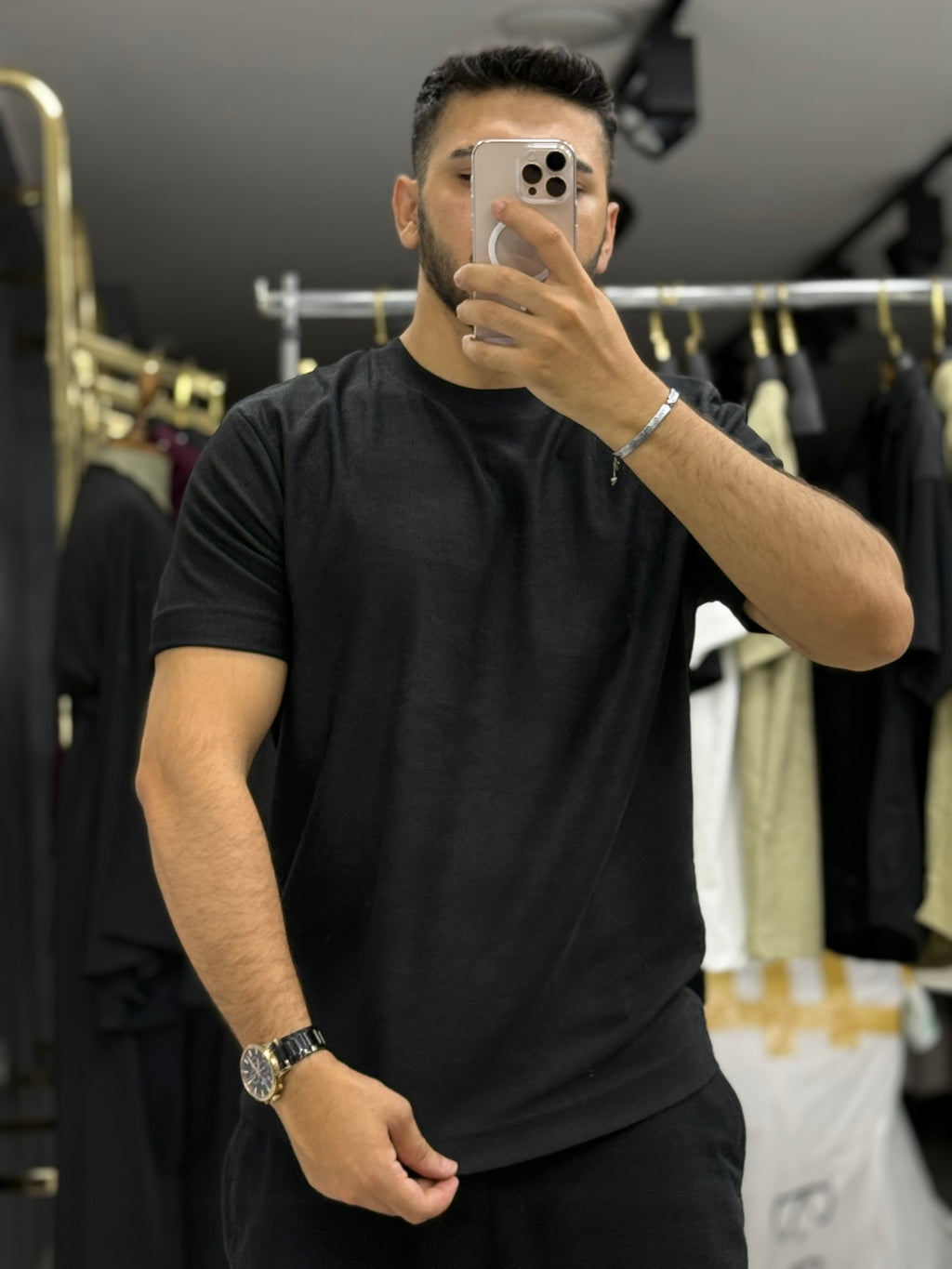 Erkek Basic Dokulu Kısa Kollu Tişört