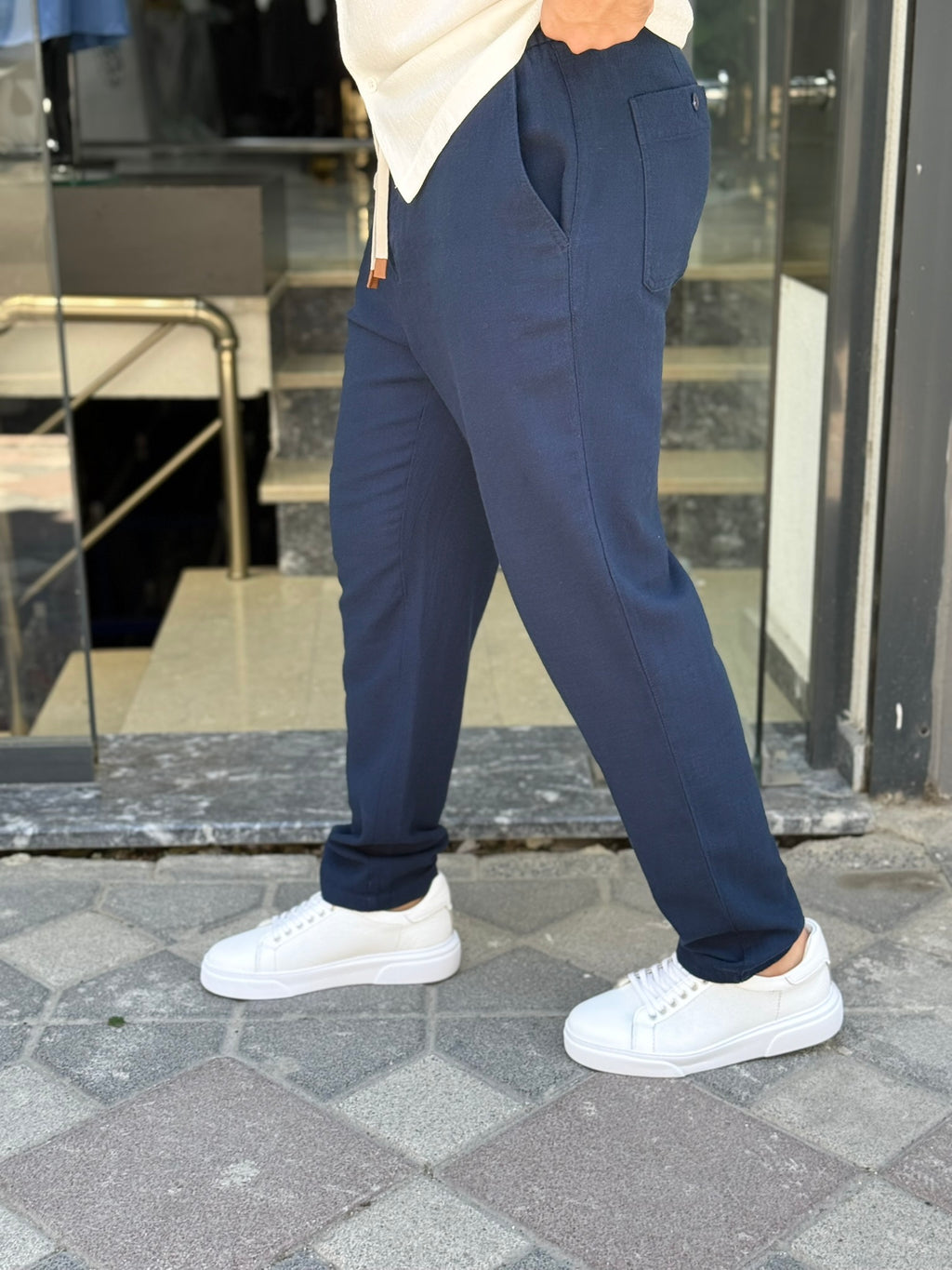 Modern Lacivert/Siyah Slim Fit Pantolon