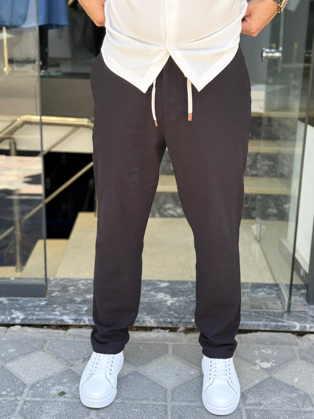 Modern Lacivert/Siyah Slim Fit Pantolon