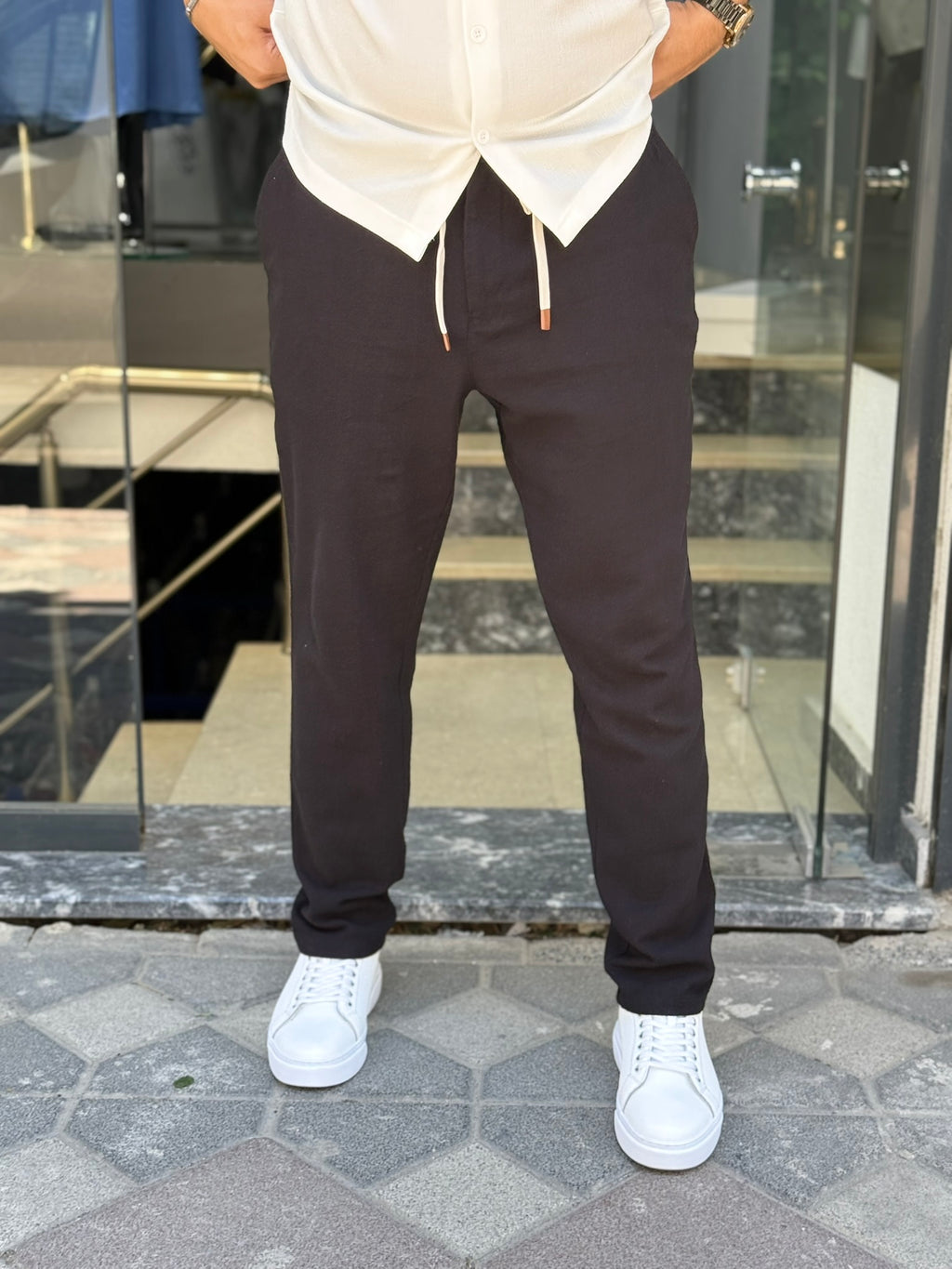 Modern Lacivert/Siyah Slim Fit Pantolon