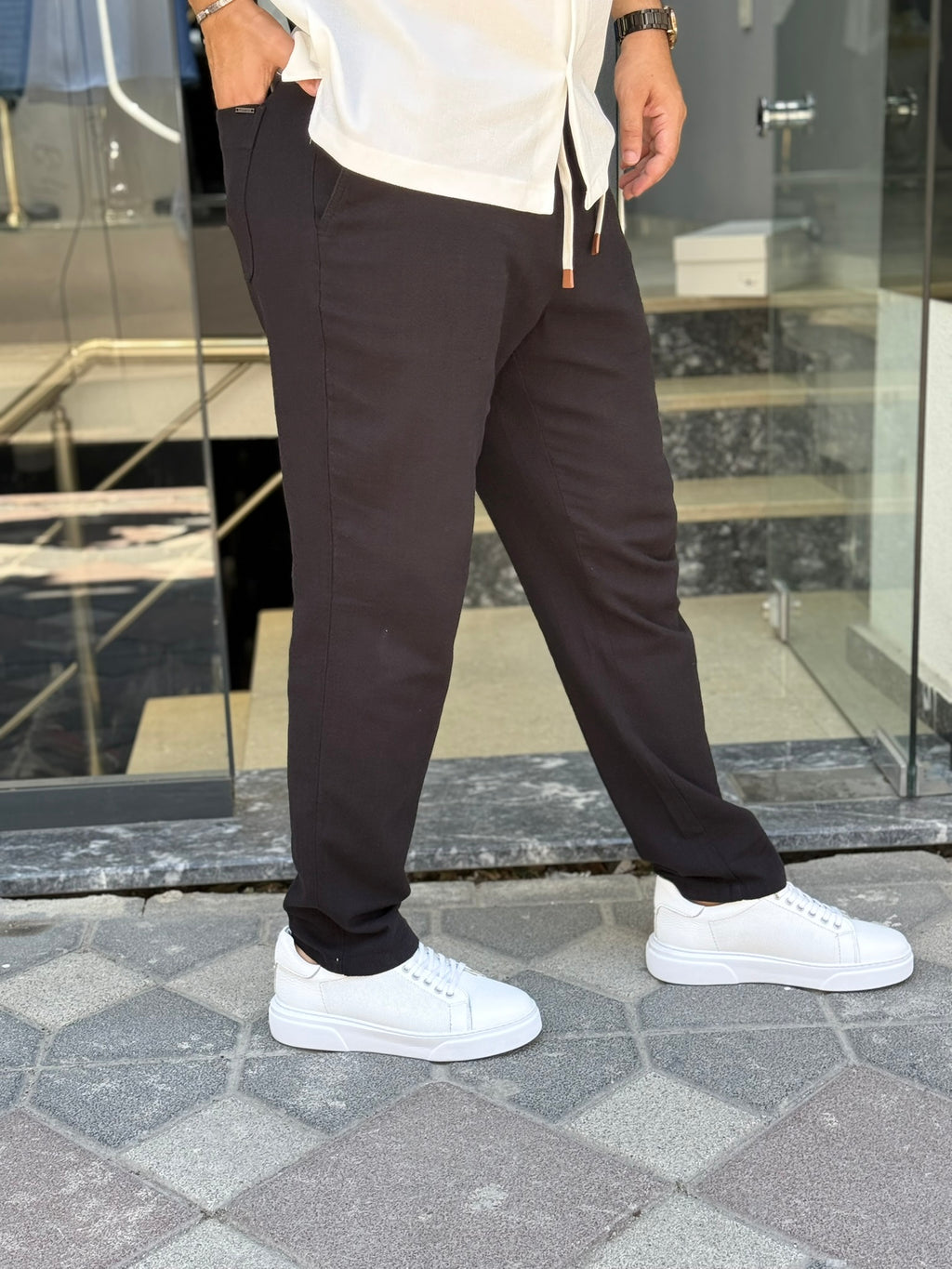 Modern Lacivert/Siyah Slim Fit Pantolon